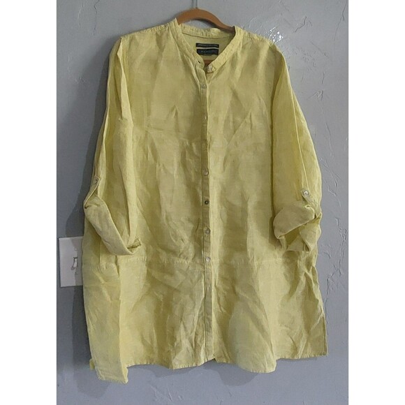 Tahari Essentials  100% Linen  Tops Tunic Womens 23.5 Inch Of Armp To Armp - Picture 10 of 10